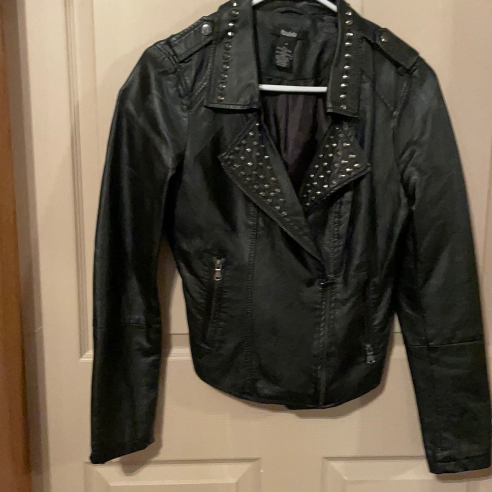 Faux leather motorcycle jacket